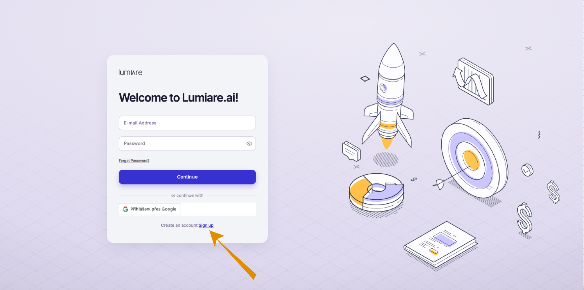 Account creation and login — Lumiare screenshot 3