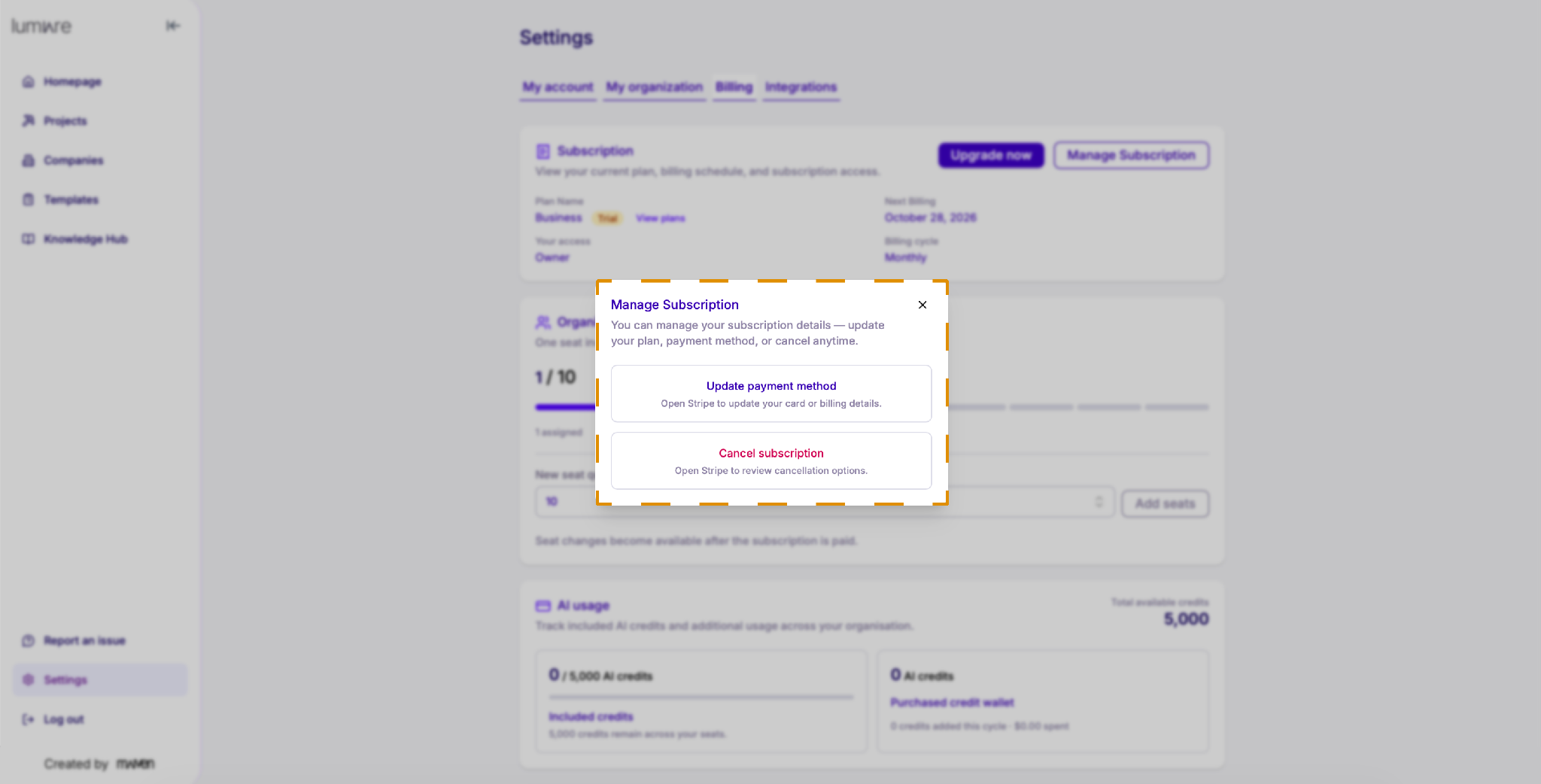Manage your Subscriptions — Lumiare screenshot 16